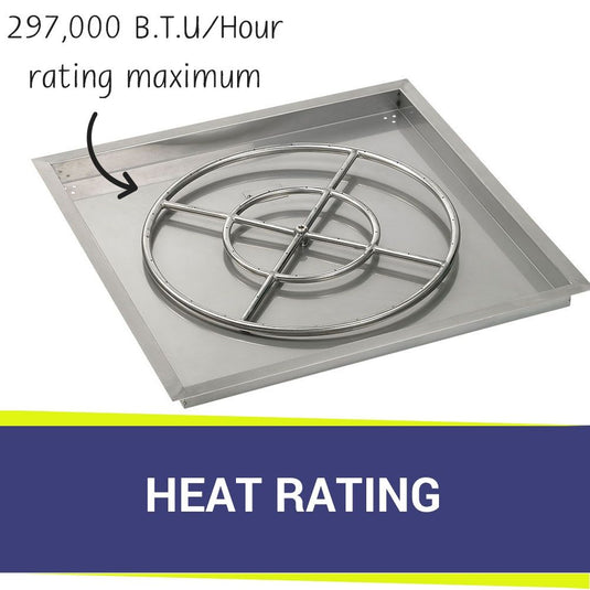 American Fire Products 30 inch square drop-in pan with 24 inch stainless steel ring burner rated up to 297,000 BTU per hour