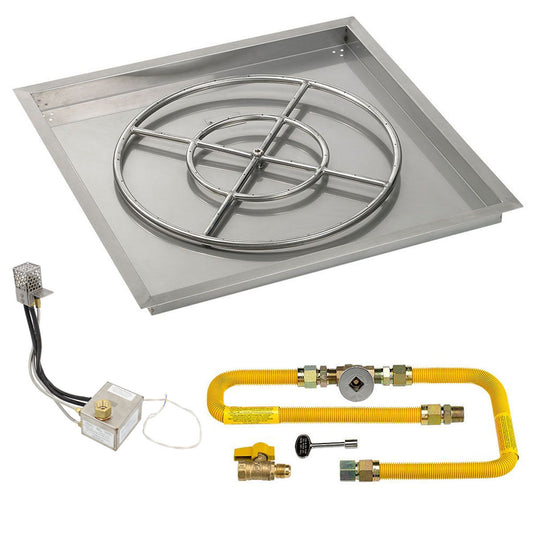 American Fire Products 30 inch square drop-in pan with 24 inch ring burner and high-capacity AWEIS natural gas ignition system for outdoor fire pits