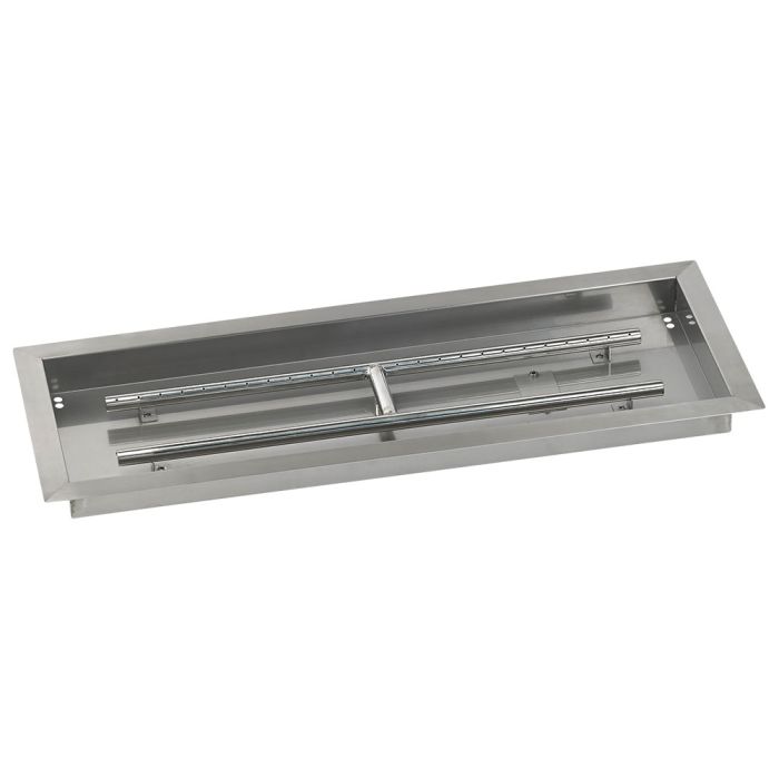 Load image into Gallery viewer, American Fire Products 30 x 10 inch rectangular stainless steel drop-in fire pit pan with built-in H-burner
