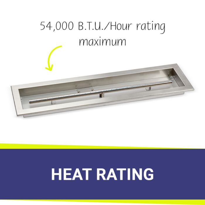 Load image into Gallery viewer, American Fire Products 30x6 linear drop-in fire pit pan with 54000 BTU per hour maximum heat rating stainless steel burner system for outdoor fire pits
