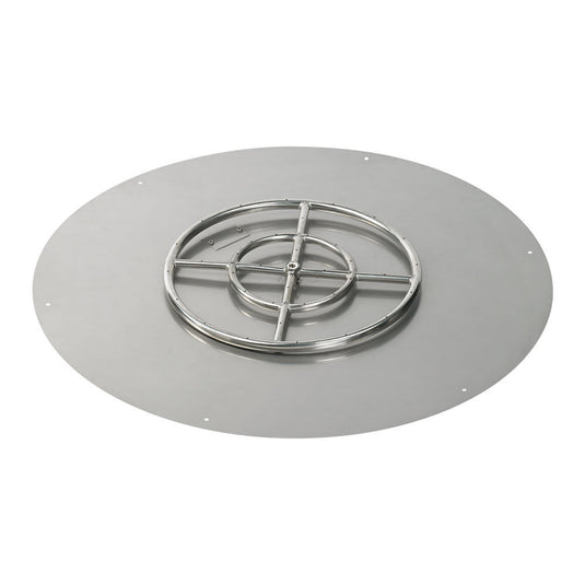 American Fire Products 36 inch round flat fire pit pan with 18 inch stainless steel ring burner for outdoor gas fire pit system