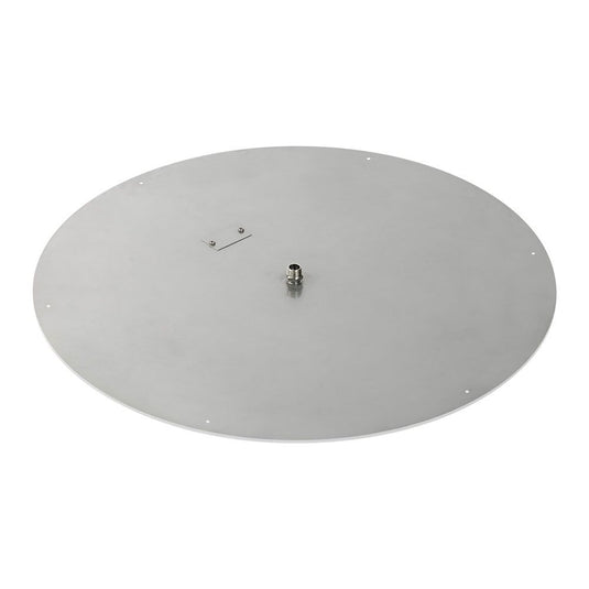 Top view of the American Fire Products 36 inch stainless steel round flat fire pit pan showing handcrafted 304 stainless steel construction