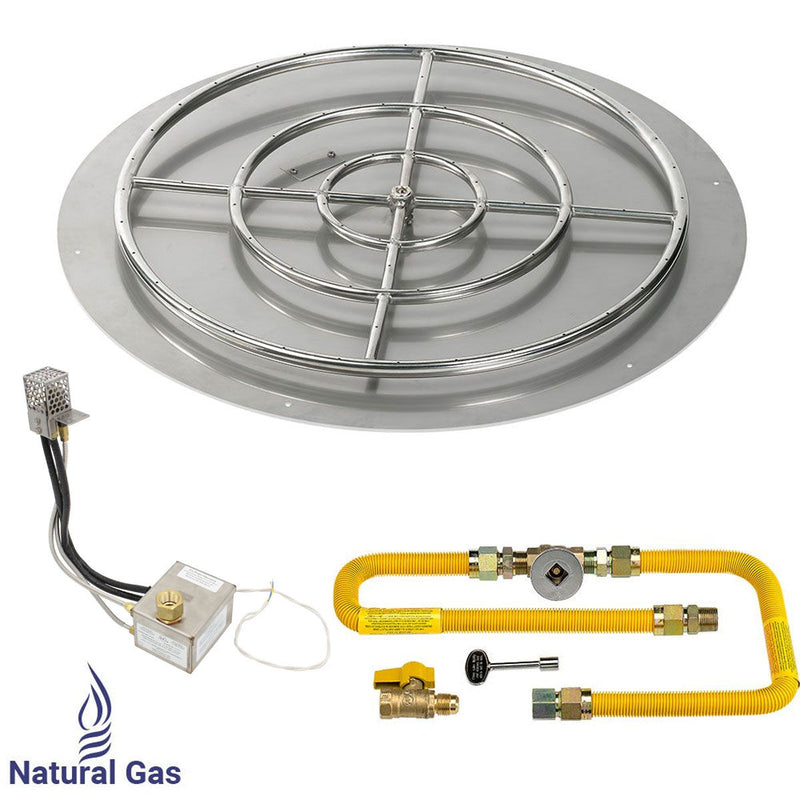 Load image into Gallery viewer, American Fire Products 36 Inch Round Stainless Steel Flat Pan with 30 Inch Ring Burner and High Capacity AWEIS Electronic Ignition System for Natural Gas Fire Pits
