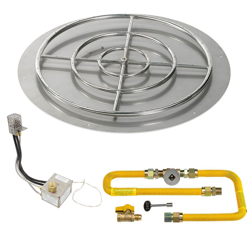 Load image into Gallery viewer, American Fire Products 36 Inch Round Stainless Steel Flat Pan with 30 Inch Ring Burner and High Capacity AWEIS Electronic Ignition System for Natural Gas Fire Pits
