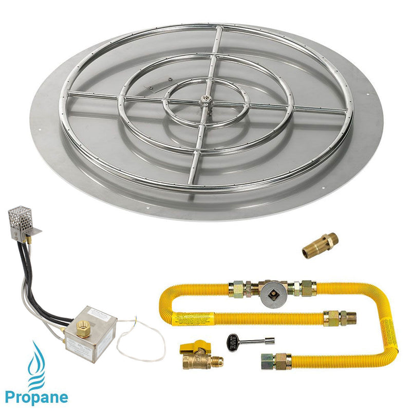 Load image into Gallery viewer, American Fire Products 36 Inch Round Stainless Steel Flat Pan with 30 Inch Ring Burner and High Capacity AWEIS Electronic Ignition System for Whole House Propane Fire Pits

