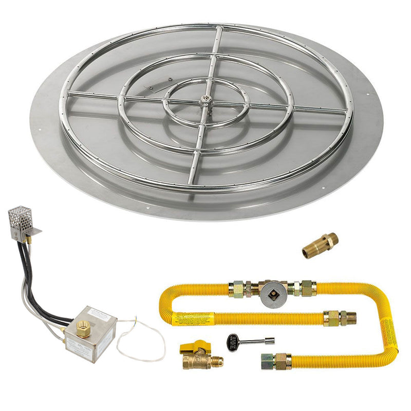 Load image into Gallery viewer, American Fire Products 36 Inch Round Stainless Steel Flat Pan with 30 Inch Ring Burner and High Capacity AWEIS Electronic Ignition System for Whole House Propane Fire Pits
