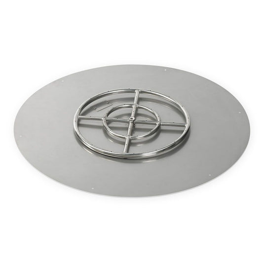American Fire Products 36 inch stainless steel round flat fire pit pan with included 18 inch fire ring burner