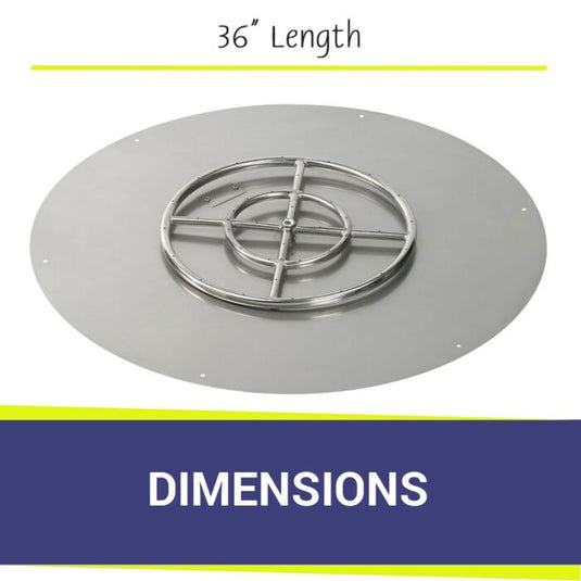 Dimensions of American Fire Products 36 Inch Round Stainless Steel Flat Burner Pan with 18 Inch Stainless Steel Ring Burner