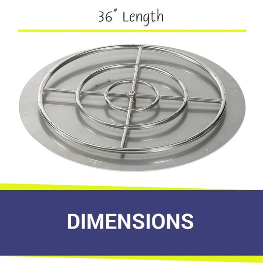 Dimensions of American Fire Products 36 Inch Round Stainless Steel Flat Burner Pan with 30 Inch Stainless Steel Ring Burner