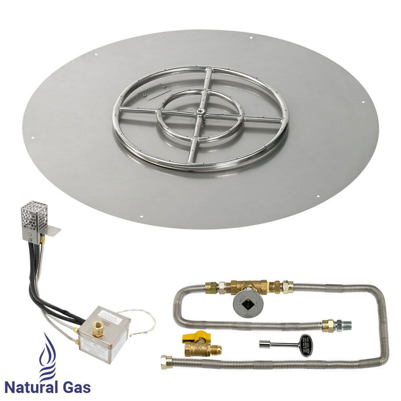 Load image into Gallery viewer, American Fire Products 36 Inch Round Stainless Steel Flat Pan with AWEIS Electronic Ignition System and 18 Inch Ring Burner for Natural Gas Fire Pits

