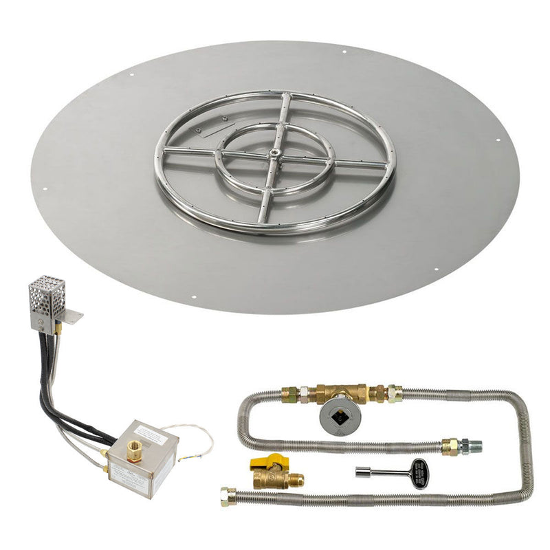 Load image into Gallery viewer, American Fire Products 36 Inch Round Stainless Steel Flat Pan with AWEIS Electronic Ignition System and 18 Inch Ring Burner for Natural Gas Fire Pits
