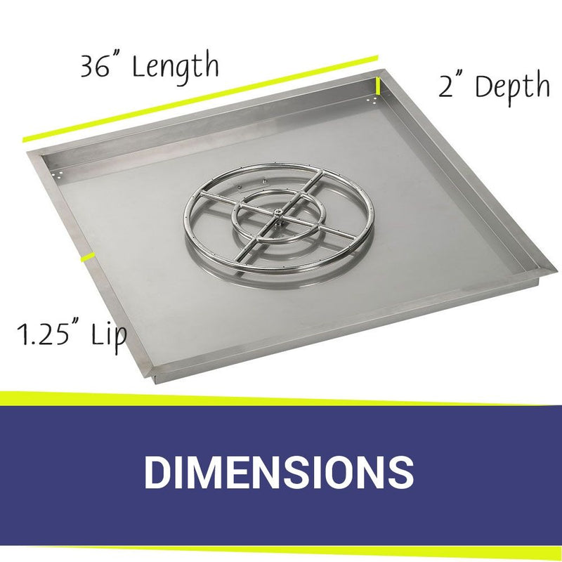 Load image into Gallery viewer, American Fire Products 36 Inch Square Stainless Steel Drop-In Pan with 18 Inch Stainless Steel Ring Burner
