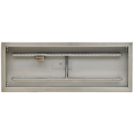 American Fire Products 36 x 12 Inch Stainless Steel Rectangular Drop-In Fire Pit Pan for Custom Outdoor Gas Fire Pit Installations