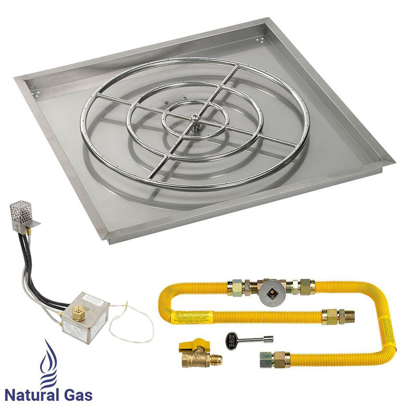 Load image into Gallery viewer, American Fire Products 36 inch square drop-in pan with 30 inch ring burner and high-capacity AWEIS natural gas ignition system for outdoor fire pits
