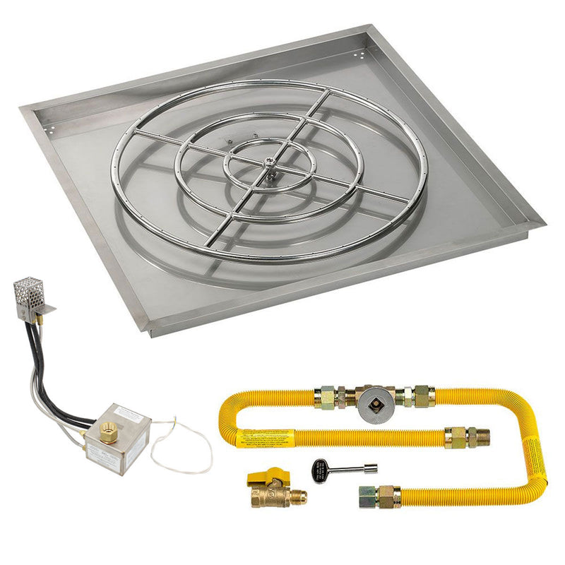Load image into Gallery viewer, American Fire Products 36 inch square drop-in pan with 30 inch ring burner and high-capacity AWEIS natural gas ignition system for outdoor fire pits
