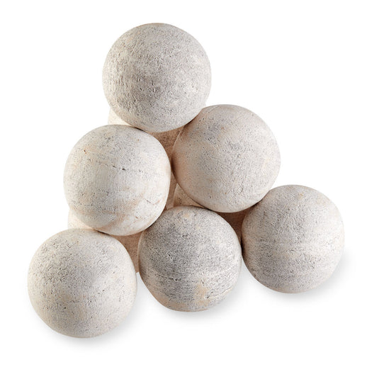 American Fire Products 4-inch Cottage White Lite Stone Fire Balls set of 6 in modern fire pit design