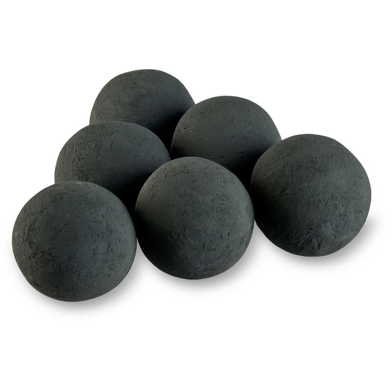 Load image into Gallery viewer, American Fire Products 4 inch matte black Lite Stone Fire Balls set of 6 decorative fire pit and fireplace media

