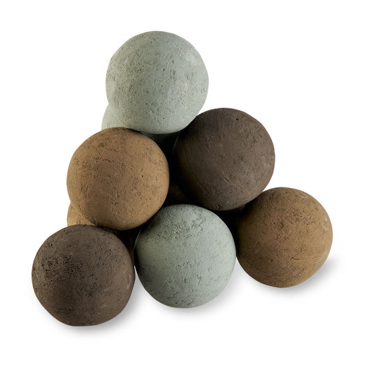 American Fire Products 4-inch Natural Lite Stone Fire Balls set of 6 in modern fire pit design with natural stone finish