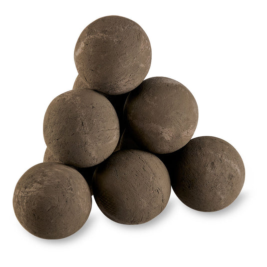 American Fire Products 4-inch Thunder Gray Lite Stone Fire Balls set of 6 in modern fire pit