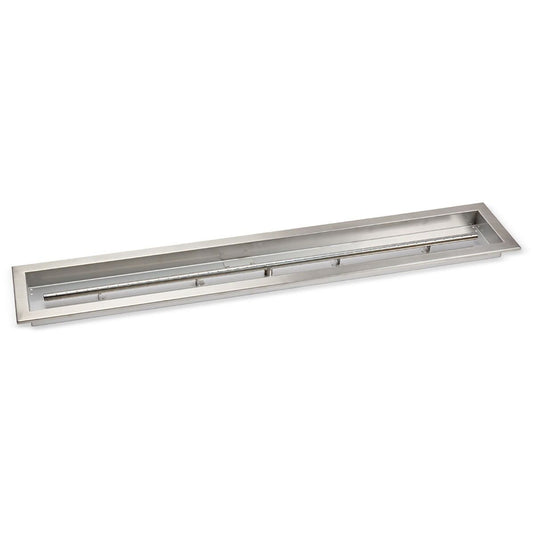 American Fire Products 48 inch by 6 inch stainless steel linear drop-in fire pit pan with built-in T-burner