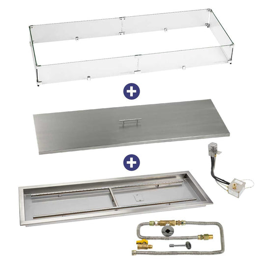 American Fire Products 48" x 14" Rectangular Stainless Steel Drop-In Pan with AWEIS System - Natural Gas Bundle