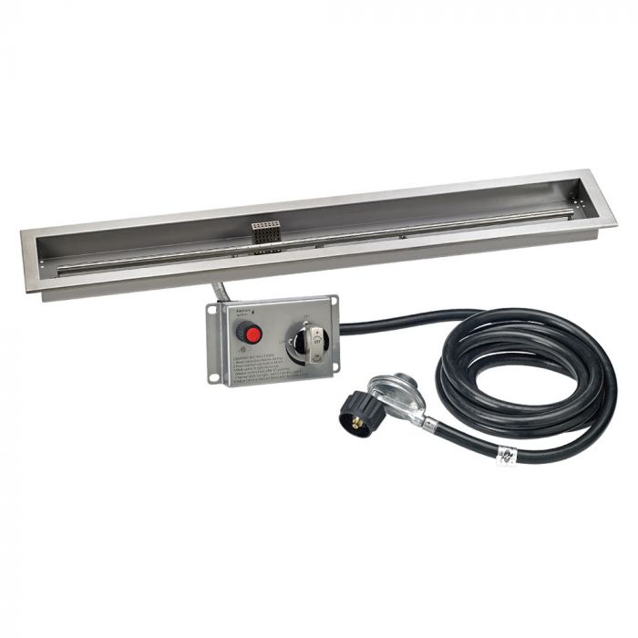 Load image into Gallery viewer, American Fire Products 48 x 6 Inch Stainless Steel Linear Drop-In Fire Pit Pan with CSA Certified Electric Ignition System for Outdoor Gas Fire Pits

