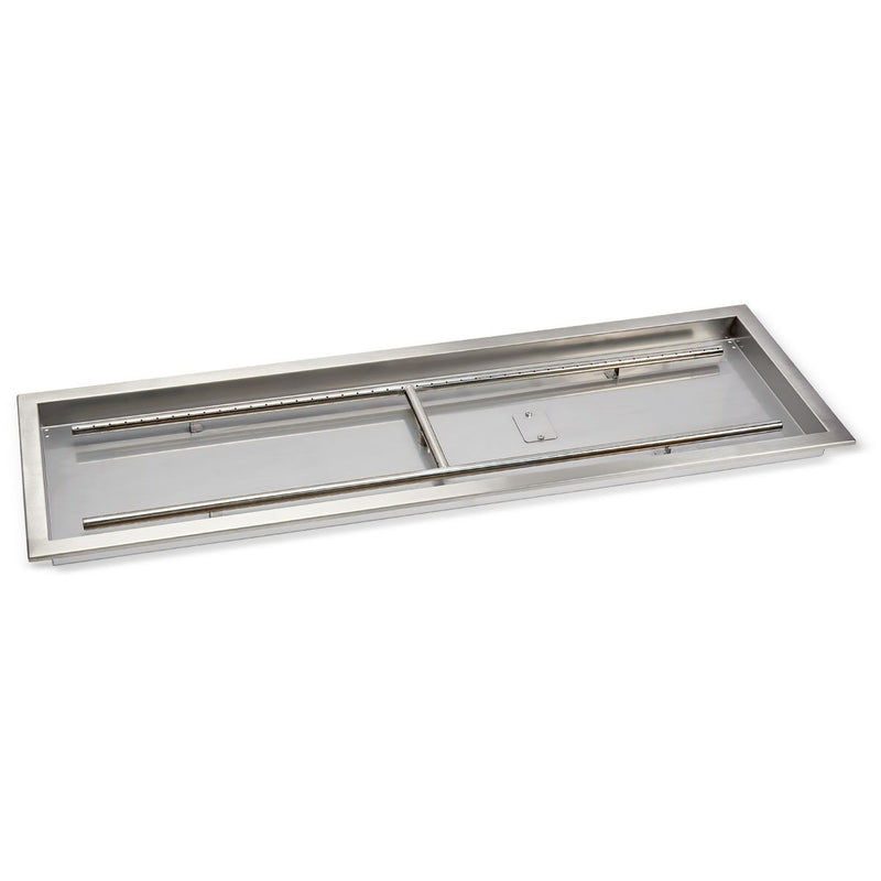 Load image into Gallery viewer, American Fire Products 48 x 14 inch rectangular stainless steel drop-in fire pit pan with built-in H-burner
