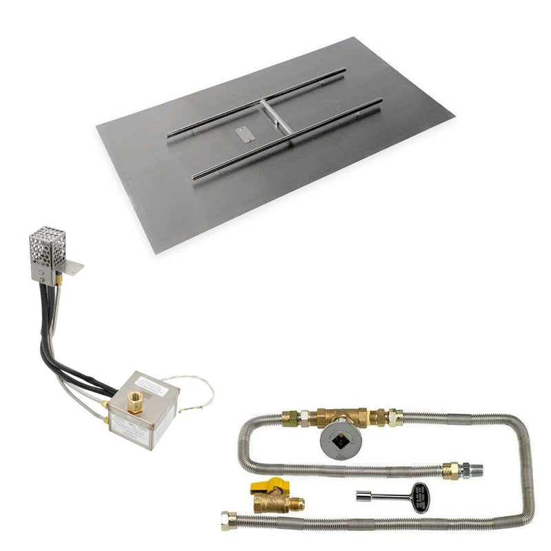 Load image into Gallery viewer, American Fire Products 48 x 24 rectangular stainless steel flat pan with AWEIS electronic ignition system and 32 x 8 H-burner for natural gas fire pits
