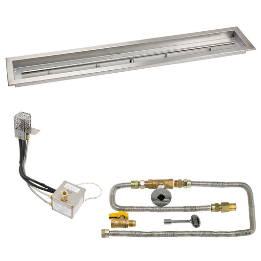 American Fire Products 48 x 6 stainless steel linear channel drop-in pan with AWEIS electronic ignition system and built-in T-burner for natural gas outdoor fire pits