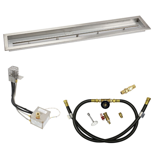 American Fire Products 48 x 6 stainless steel linear channel drop-in pan with AWEIS electronic ignition system, built-in T-burner, and whole house propane configuration for outdoor fire pits