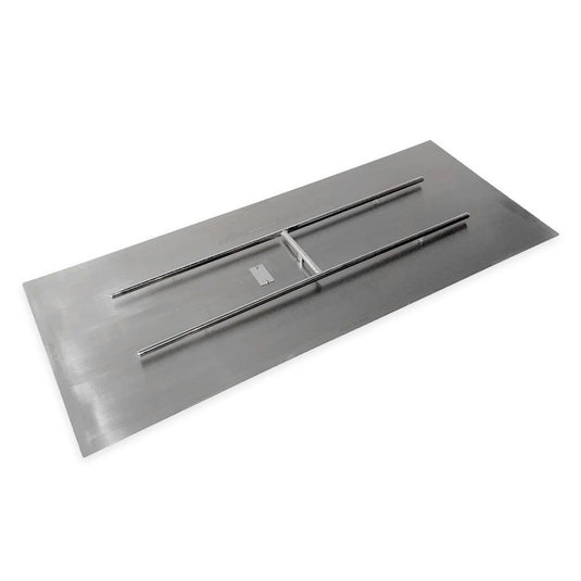 American Fire Products 60 inch x 24 inch stainless steel rectangular flat fire pit pan with included 44 inch x 8 inch H-burner