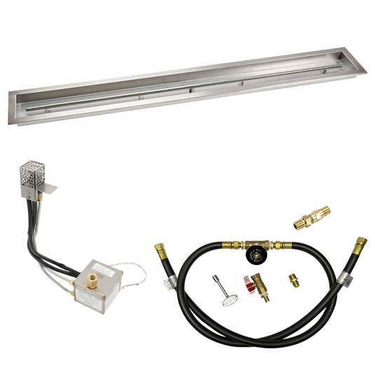 American Fire Products 60 x 6 stainless steel linear channel drop-in pan with AWEIS electronic ignition system, built-in T-burner, and whole house propane configuration for outdoor fire pits