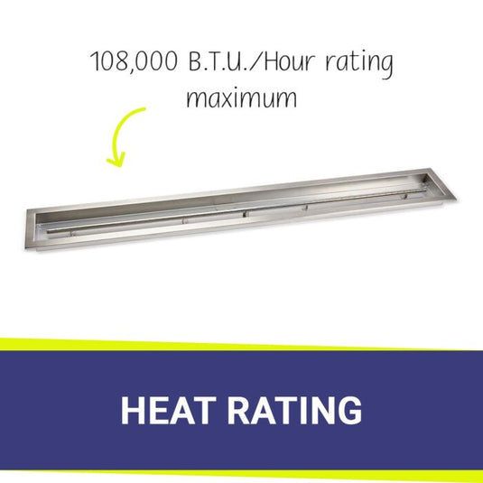 American Fire Products 60x6 linear drop-in fire pit pan with 108000 BTU per hour maximum heat rating stainless steel burner system for outdoor fire pits