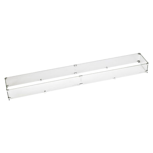 American Fire Products 72 inch linear glass flame guard for drop-in fire pit pan with clear tempered glass panels