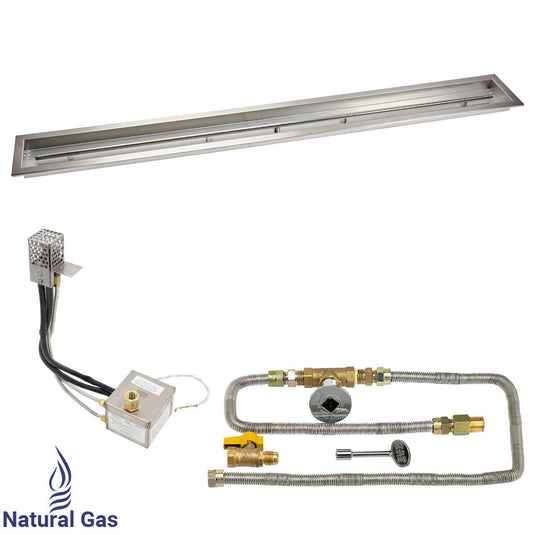 American Fire Products 72 x 6 stainless steel linear channel drop-in pan with AWEIS electronic ignition system and built-in T-burner for natural gas outdoor fire pits
