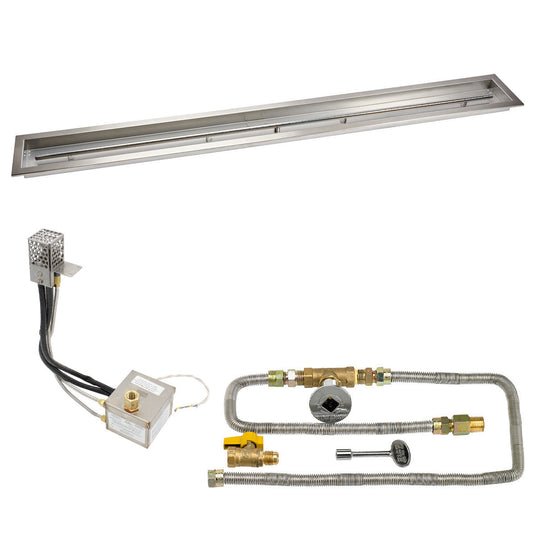 American Fire Products 72 x 6 stainless steel linear channel drop-in pan with AWEIS electronic ignition system and built-in T-burner for natural gas outdoor fire pits