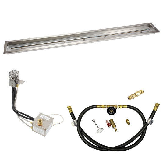 American Fire Products 72 x 6 stainless steel linear channel drop-in pan with AWEIS electronic ignition system, built-in T-burner, and whole house propane configuration for outdoor fire pits