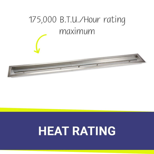 American Fire Products 72x6 linear drop-in fire pit pan with 175000 BTU per hour maximum heat rating stainless steel burner system for outdoor fire pits
