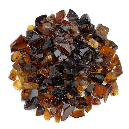American Fire Products Auburn Recycled Medium Fire Glass in 1/2 to 1 inch pieces for outdoor fire pits and fire bowls