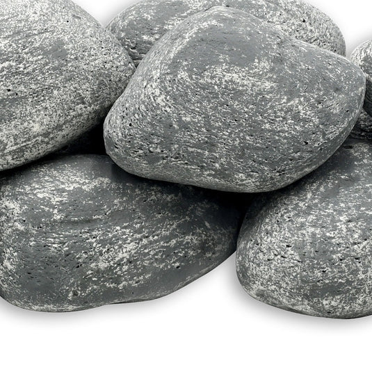 American Fire Products Cape Gray Lite Stone Cobble close-up showing natural texture, unique stone shape, and weathered gray finish