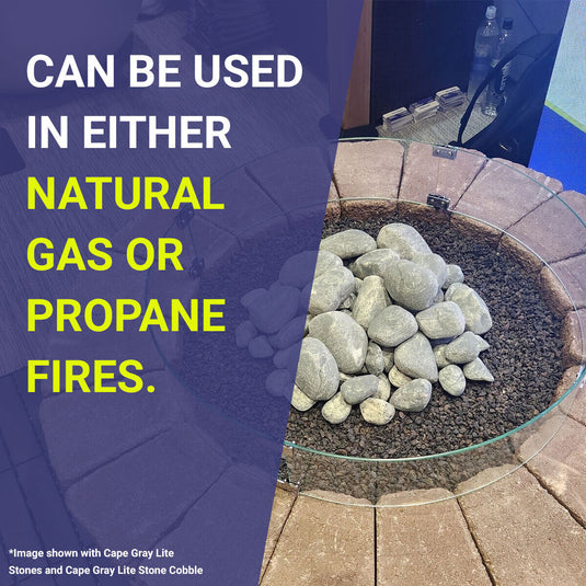 American Fire Products Cape Gray Lite Stone Cobble compatible with both natural gas and propane fire features