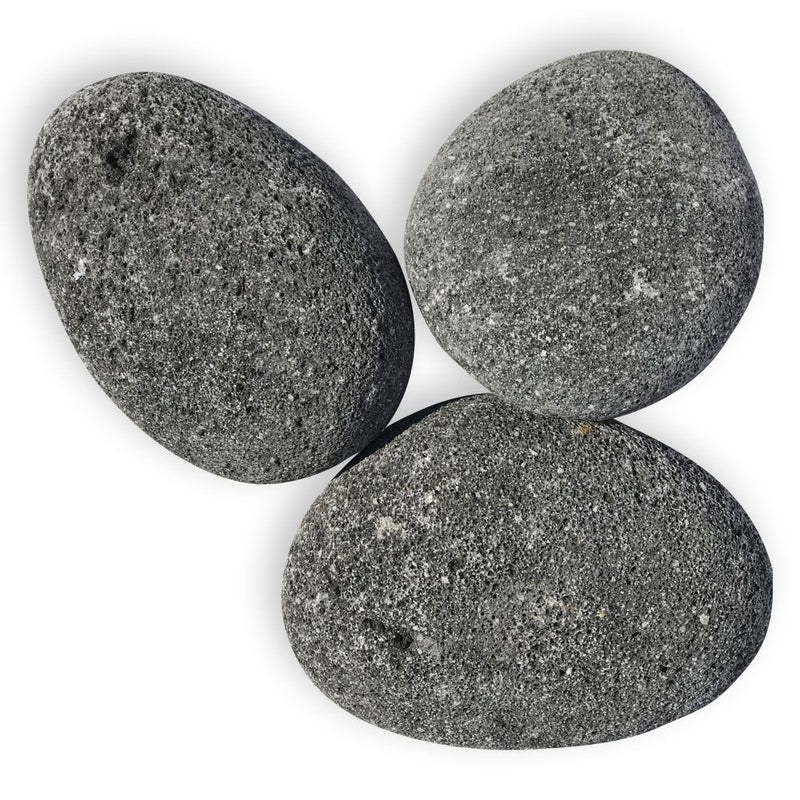 Load image into Gallery viewer, American Fire Products extra large gray tumbled lava stones 4 to 6 inch volcanic rock fire media used as top layer for fire pits and fireplaces
