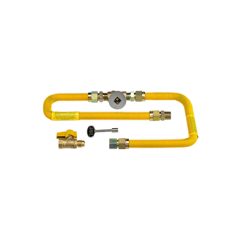 Load image into Gallery viewer, American Fire Products fire pit connection accessories including two 5 foot gas hoses and chrome key valve with key for natural gas fire pit installations
