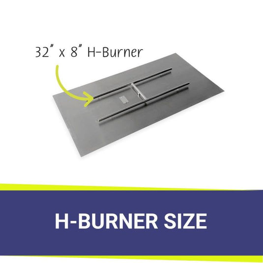 American Fire Products H burner dimensions 32 inch by 8 inch stainless steel fire pit burner size diagram for natural gas fire features