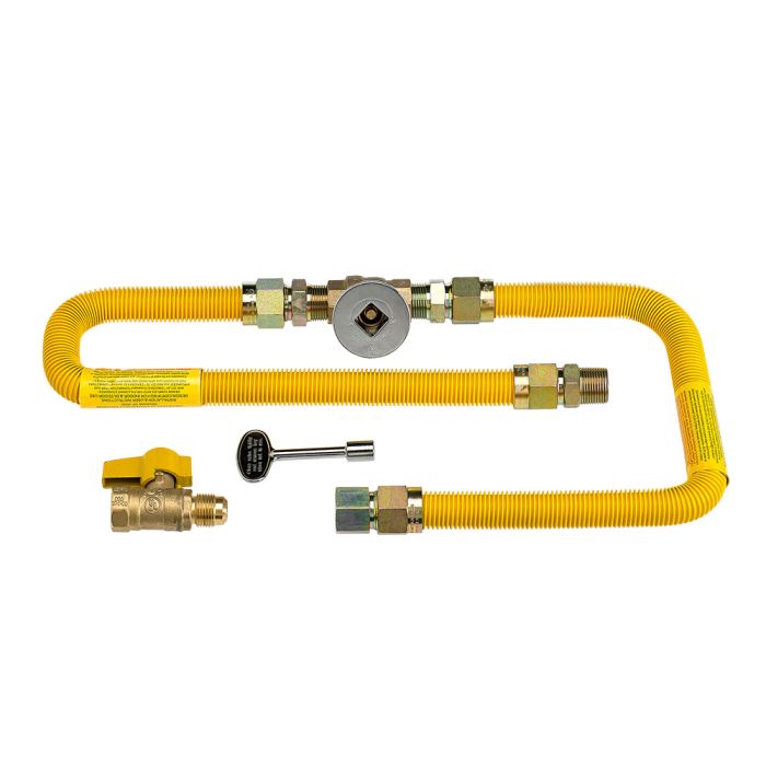 Load image into Gallery viewer, American Fire Products high capacity flex line kit for natural gas fire pits with 3/4 inch gas stub including valves fittings and connectors for large fire features
