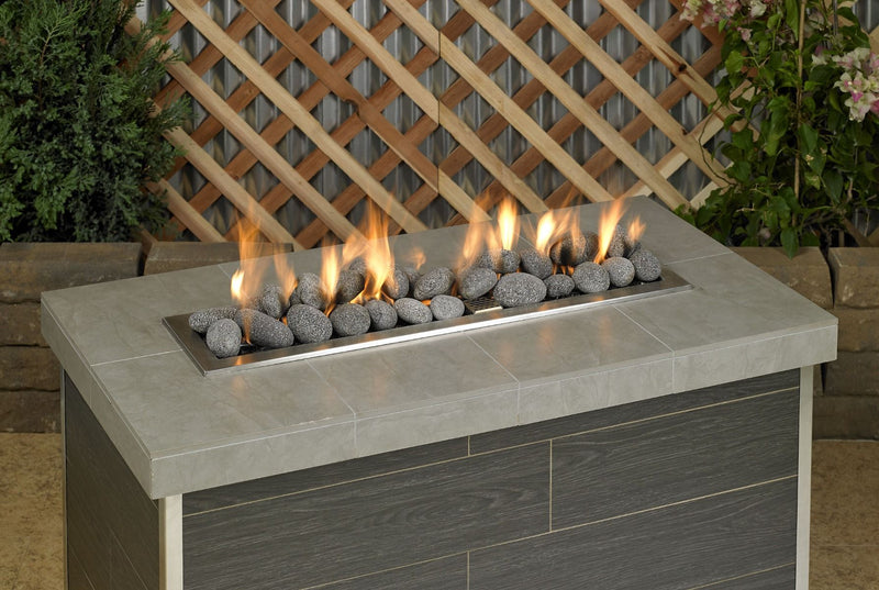 Load image into Gallery viewer, American Fire Products large gray lava stone 2 to 4 inch fire pit media use case in gas fire pit with flames and decorative lava rock
