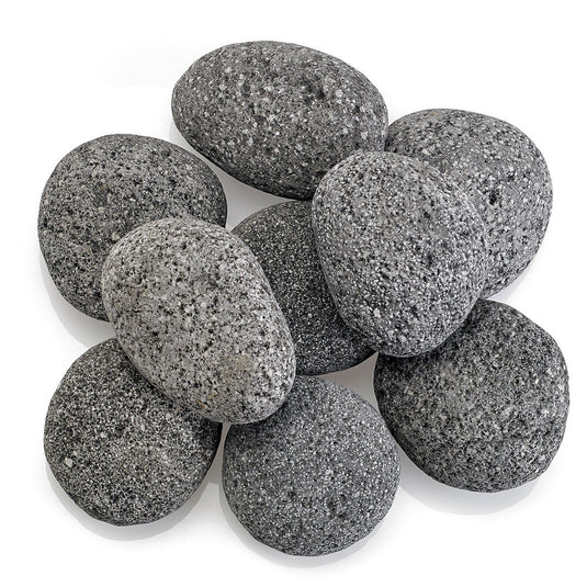 American Fire Products large gray lava stone 2 to 4 inch volcanic rock fire pit media for gas fire pits and fireplaces