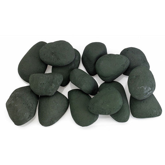 American Fire Products Matte Black Lite Stones Set – 15 stone modern fire feature decor