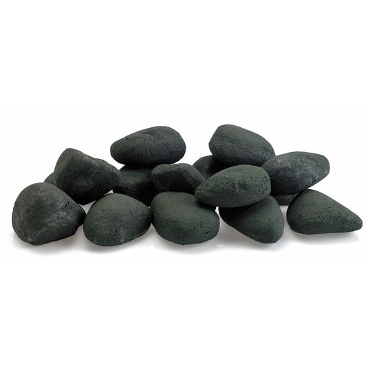 American Fire Products Matte Black Lite Stones Set – 15 stone modern fire feature decor