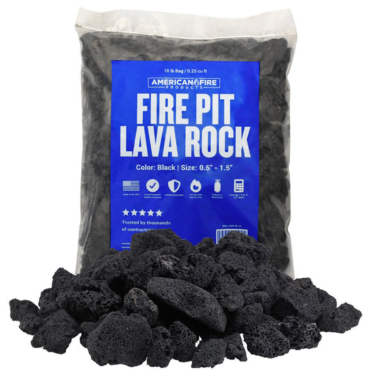 American Fire Products medium black lava rock 1/2 inch to 1.5 inch volcanic fire pit media in 10 lb bag